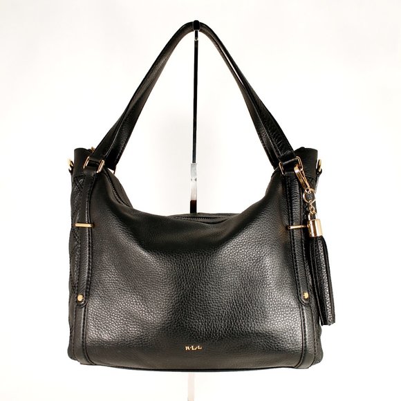 Ralph Lauren Handbags - LAUREN RALPH LAUREN RLL Soft Black Pebbled Leather Shoulder Bag